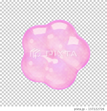 ゆめかわいい3Dゼリーフラワー　ピンク透明感ホログラフィック花形装飾素材 137222726