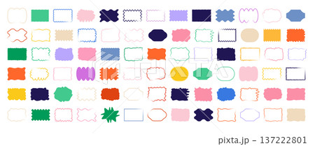 Set of colorful wavy speech bubbles. Vibrant chat forms and dialogue outlines for comic strips, messaging graphics  137222801
