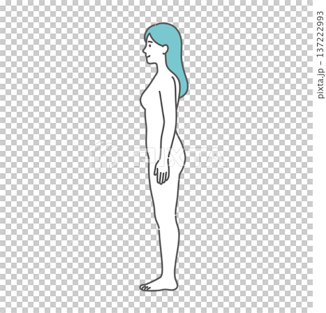 女性人體模型/全身模特兒插圖（側面視圖） 137222993