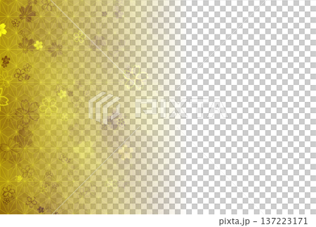 Dark yellow hemp leaf and cherry blossom gradient background 137223171