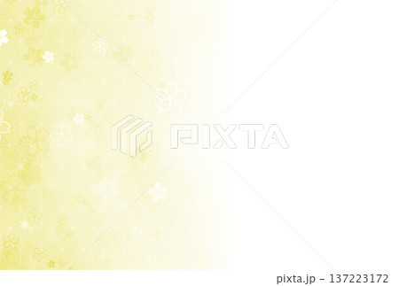 黄色の麻の葉と桜のグラデーション背景 137223172