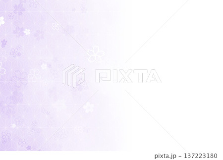 薄い紫色の麻の葉と桜のグラデーション背景 薄い紫色の麻の葉と桜のグラデーション背景 137223180