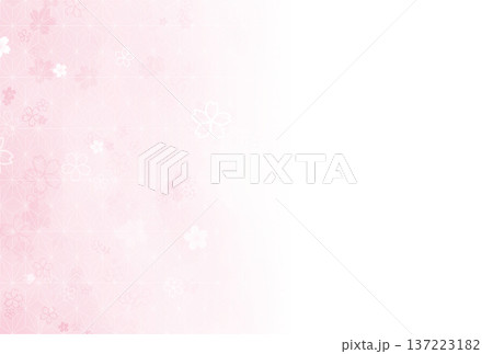 薄いピンク色の麻の葉と桜のグラデーション背景 137223182