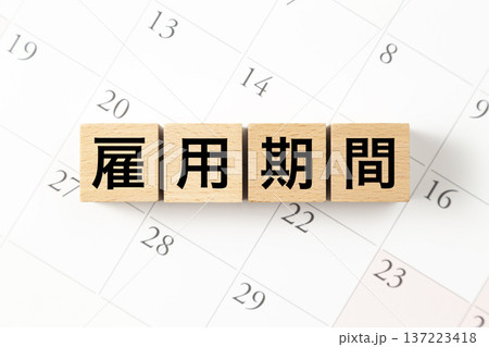 「雇用期間」と書かれたブロックとカレンダー 137223418