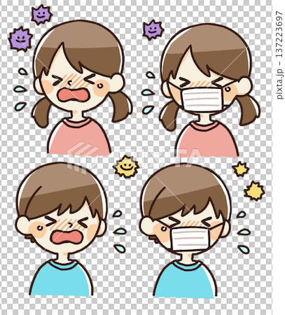花粉症や風邪の子供イラスト 花粉症や風邪の子供イラスト 137223697