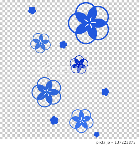 A simple illustration of many flowers in dark blue 137223875