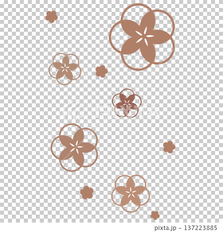 茶色のシンプルなたくさんの花のイラスト 茶色のシンプルなたくさんの花のイラスト 137223885