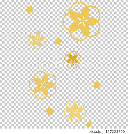 濃い黄色のシンプルなたくさんの花のイラスト 137223890