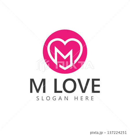 letter m with love heart logo design letter m with love heart logo design 137224251
