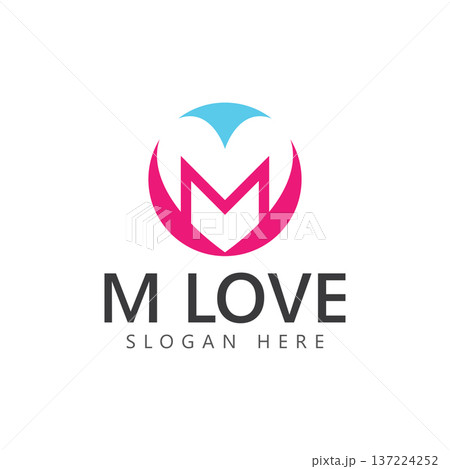 letter m with love heart logo design letter m with love heart logo design 137224252