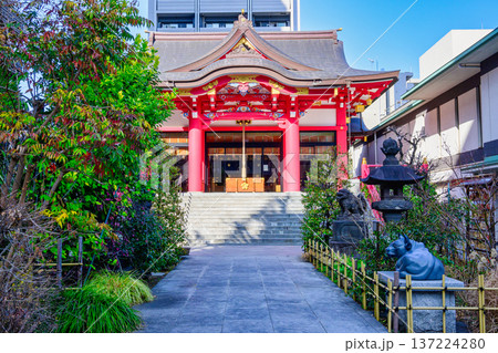 東京都 新宿区 成子天神社 本殿 表参道の撫で牛 東京都 新宿区 成子天神社 本殿 表参道の撫で牛 137224280
