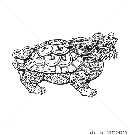 Dragon Turtle Tortoise sitting 137224356