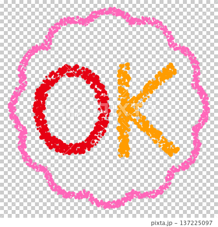 蠟筆材質，手繪印章式字母，OK 137225097