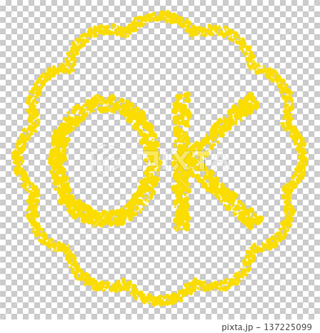 蠟筆材質,手繪印章式字母,OK 蠟筆材質,手繪印章式字母,OK 137225099