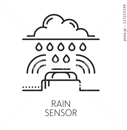 Rain moisture detector smart sensor line icon. Rain water and moisture detection sensor lineart symbol, security alarm outline vector icon. Smart home technology system thin line sign or pictogram Rain moisture detector smart sensor line icon. Rain water and moisture detection sensor lineart symbol, security alarm outline vector icon. Smart home technology system thin line sign or pictogram 137225349