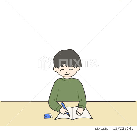 笑顔で勉強する男の子 笑顔で勉強する男の子 137225546