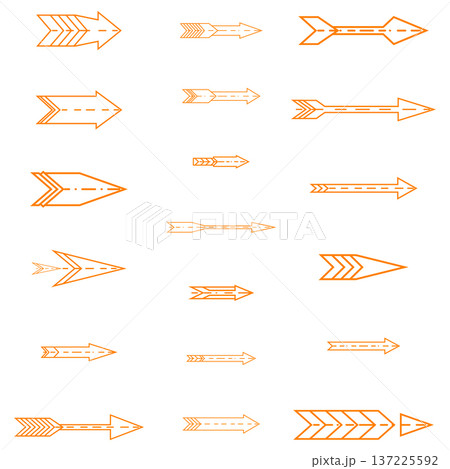 Orange Arrow Icons Collection: Forward Movement, Direction, and Navigation Symbols 137225592