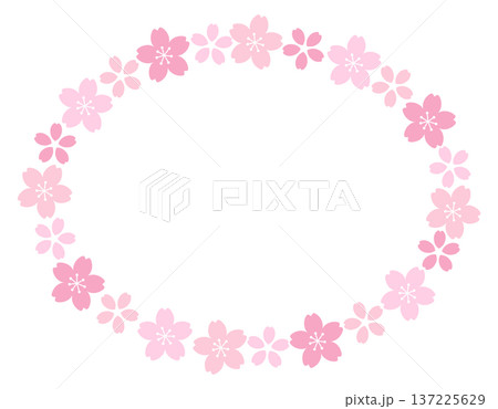 桜の花のフレームのベクターイラスト。春、枠、かわいい 137225629