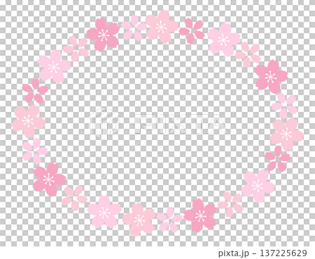 桜の花のフレームのベクターイラスト。春、枠、かわいい 137225629