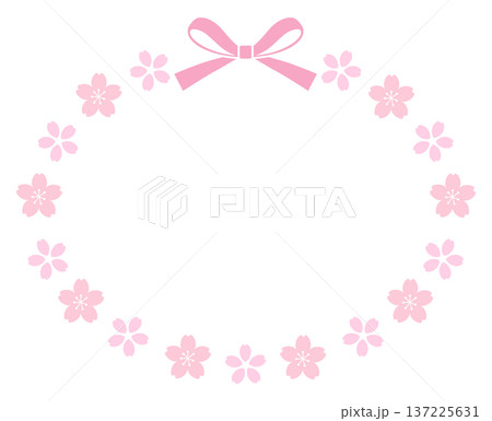桜の花のフレームのベクターイラスト。春、枠、かわいい 桜の花のフレームのベクターイラスト。春、枠、かわいい 137225631
