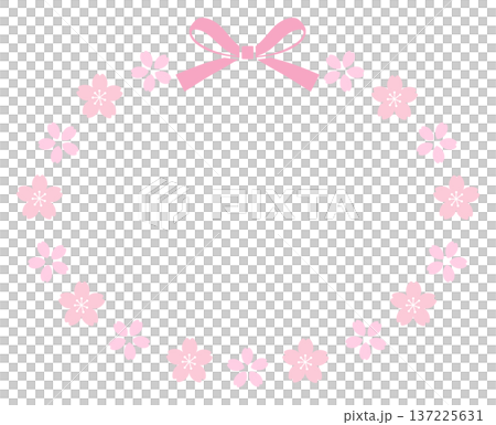 桜の花のフレームのベクターイラスト。春、枠、かわいい 桜の花のフレームのベクターイラスト。春、枠、かわいい 137225631