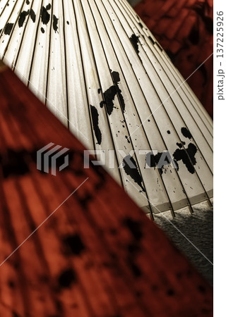 赤と白の和傘 137225926