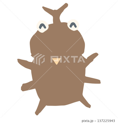 8月の園だよりに使いやすい シンプル手描き素材シリーズ|笑顔のカブトムシ 8月の園だよりに使いやすい シンプル手描き素材シリーズ|笑顔のカブトムシ 137225943