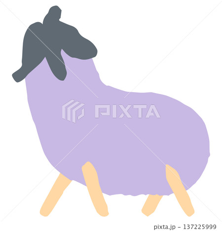 8月の園だよりに使いやすい シンプル手描き素材シリーズ|なすの牛(精霊牛) 8月の園だよりに使いやすい シンプル手描き素材シリーズ|なすの牛(精霊牛) 137225999