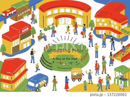 ショッピングモールで楽しむ人たち 137226061