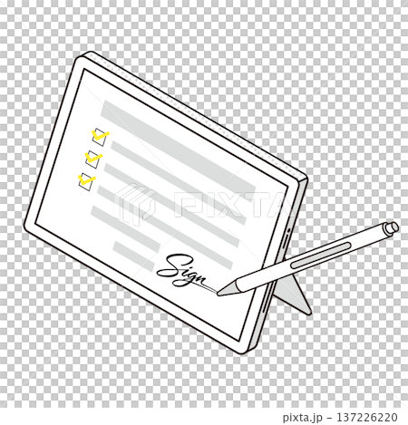 電子サインで契約するタブレットのイラスト 137226220