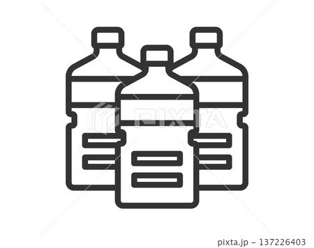 スーパーの、水ペットボトルのアイコン(線画)のイラスト スーパーの、水ペットボトルのアイコン(線画)のイラスト 137226403