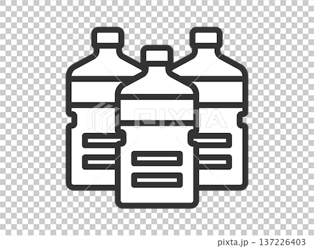 スーパーの、水ペットボトルのアイコン(線画)のイラスト スーパーの、水ペットボトルのアイコン(線画)のイラスト 137226403