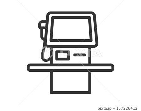 セルフレジのアイコン（線画）のイラスト 137226412