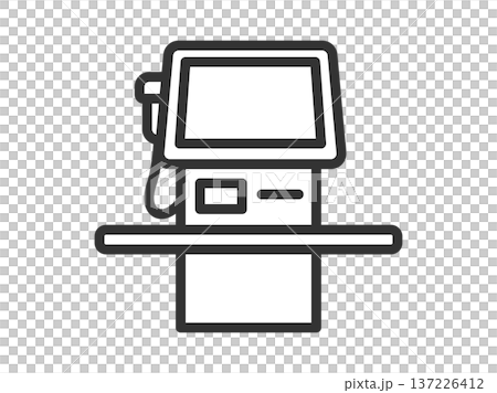 セルフレジのアイコン（線画）のイラスト 137226412