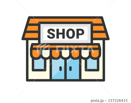 ショップのアイコン(線画カラー)のイラスト ショップのアイコン(線画カラー)のイラスト 137226415