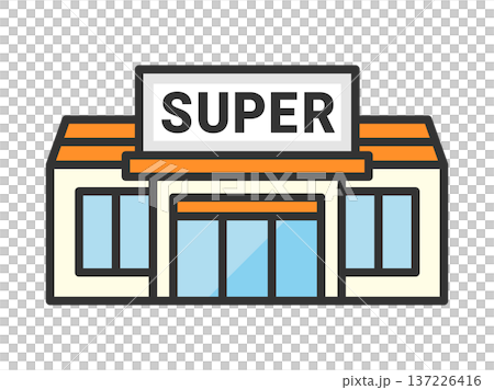 スーパーマーケットのアイコン(線画カラー)のイラスト スーパーマーケットのアイコン(線画カラー)のイラスト 137226416