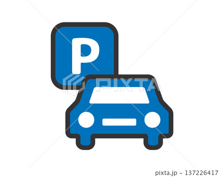 駐車場（パーキング）のアイコン（線画カラー）のイラスト 137226417