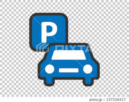 駐車場（パーキング）のアイコン（線画カラー）のイラスト 137226417