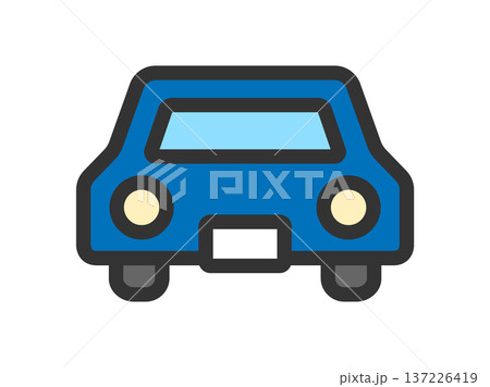 正面から見た、自動車アイコン(線画カラー)のイラスト 正面から見た、自動車アイコン(線画カラー)のイラスト 137226419