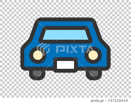 正面から見た、自動車アイコン(線画カラー)のイラスト 正面から見た、自動車アイコン(線画カラー)のイラスト 137226419