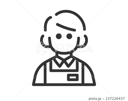 スーパーの男性店員のアイコン(線画)のイラスト スーパーの男性店員のアイコン(線画)のイラスト 137226437