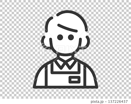 スーパーの男性店員のアイコン(線画)のイラスト スーパーの男性店員のアイコン(線画)のイラスト 137226437