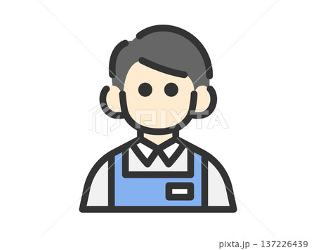 スーパーの男性店員のアイコン(線画カラー)のイラスト スーパーの男性店員のアイコン(線画カラー)のイラスト 137226439