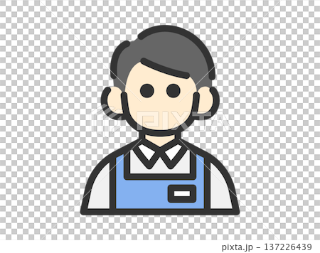 スーパーの男性店員のアイコン(線画カラー)のイラスト スーパーの男性店員のアイコン(線画カラー)のイラスト 137226439