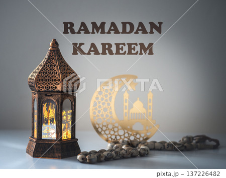 Traditional Ramadan lantern with mosque motifs 137226482