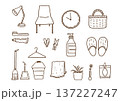 手描きインテリア雑貨　線画イラストセット 137227247