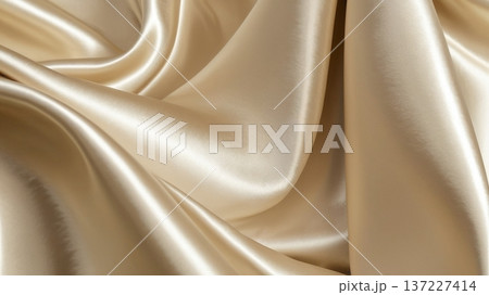高級感のあるシャンパンゴールドのサテン生地 抽象背景 シルクの光沢 高級感のあるシャンパンゴールドのサテン生地 抽象背景 シルクの光沢 137227414