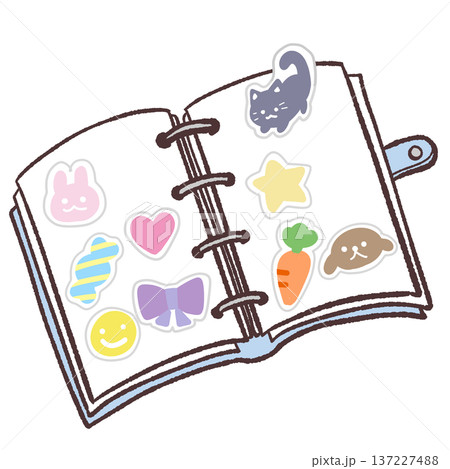 開いたシール帳のイラスト 開いたシール帳のイラスト 137227488