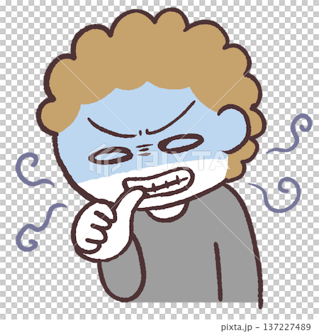 いらいらして爪を噛む人のイラスト 137227489