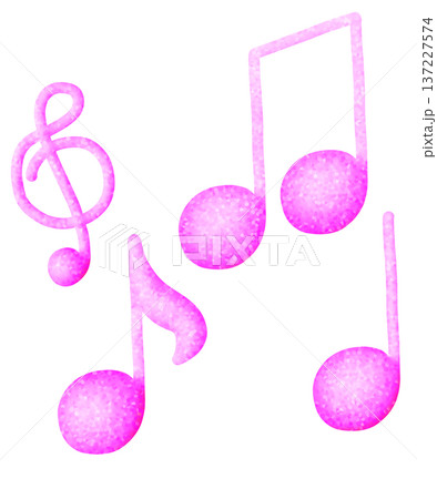 ピンクのラメ入りの立体風の音符 137227574